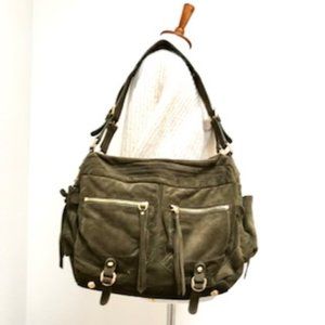 Sorial Olive Green Shoulder Bag with Brass Hardware